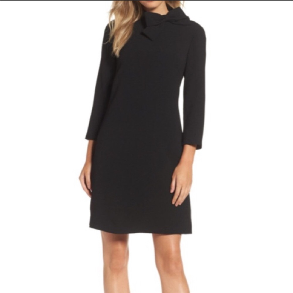 Eliza J crepe high neck w/ bow dress
